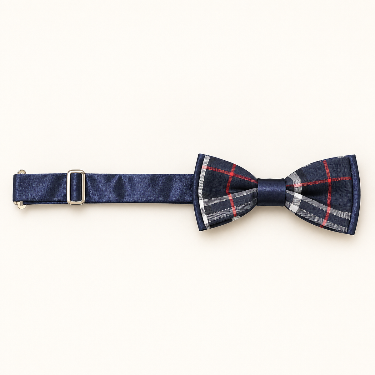 Navy Plaid Bow Tie