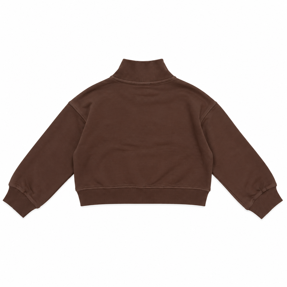 Brown Cropped Half-Zip Sweatshirt