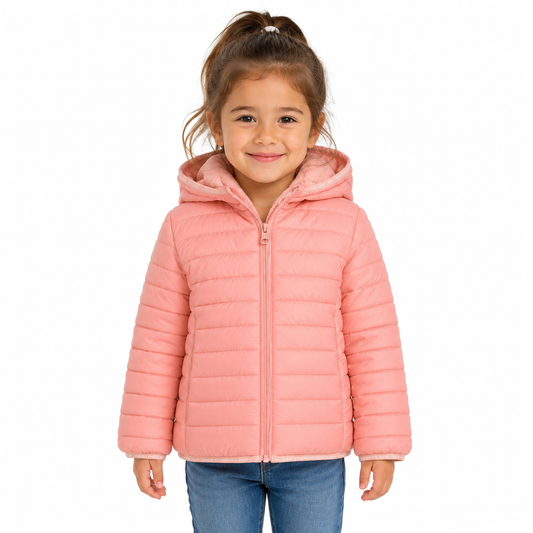 Pink Hooded Puffer Jacket