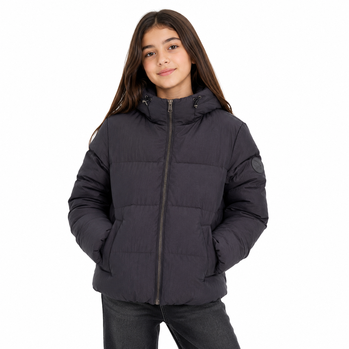 Hooded Puffer Jacket – Charcoal Grey