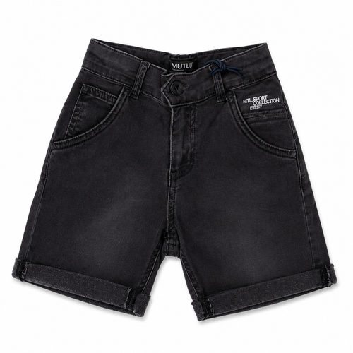 Boys Black Denim Bermuda Shorts