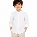 Boys White Mandarin Collar Linen Shirt