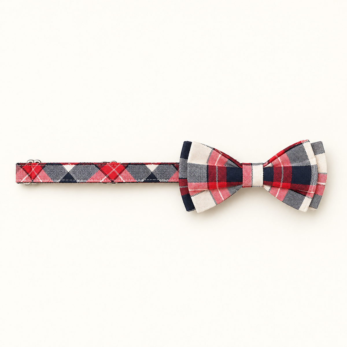 Red & Navy Plaid Bow Tie