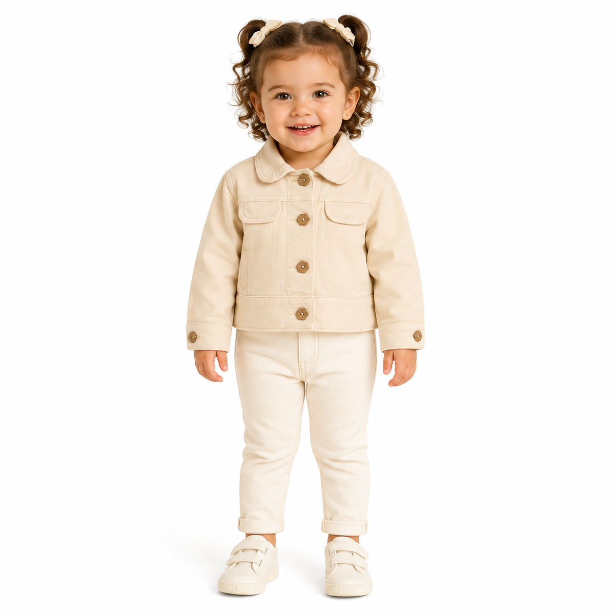 Cream Floral Button Jacket