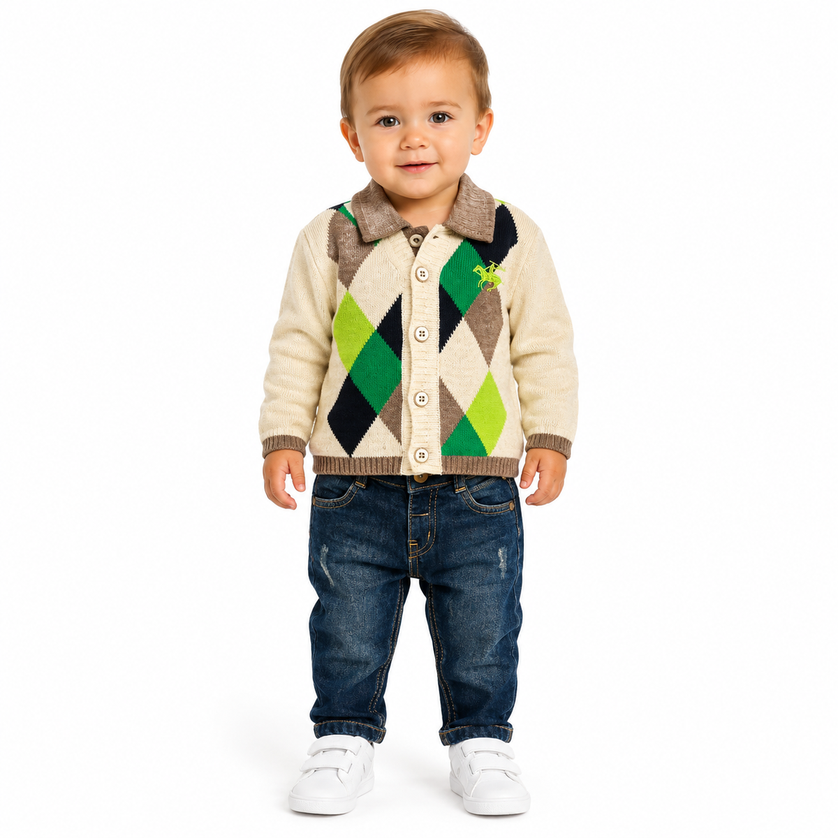 Baby Boys Argyle Knit Cardigan