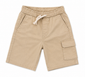 Boys Beige Cargo Bermuda Shorts with Drawstring Waist