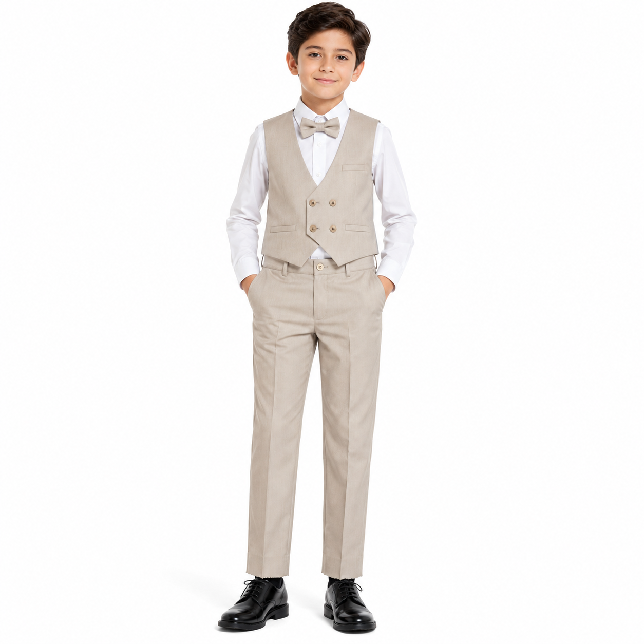 Boys Classic Navy Formal Vest Set with Bow Tie