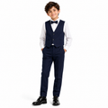 Boys Classic Navy Formal Vest Set with Bow Tie