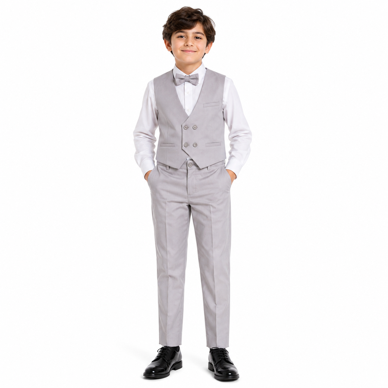 Boys Classic Navy Formal Vest Set with Bow Tie
