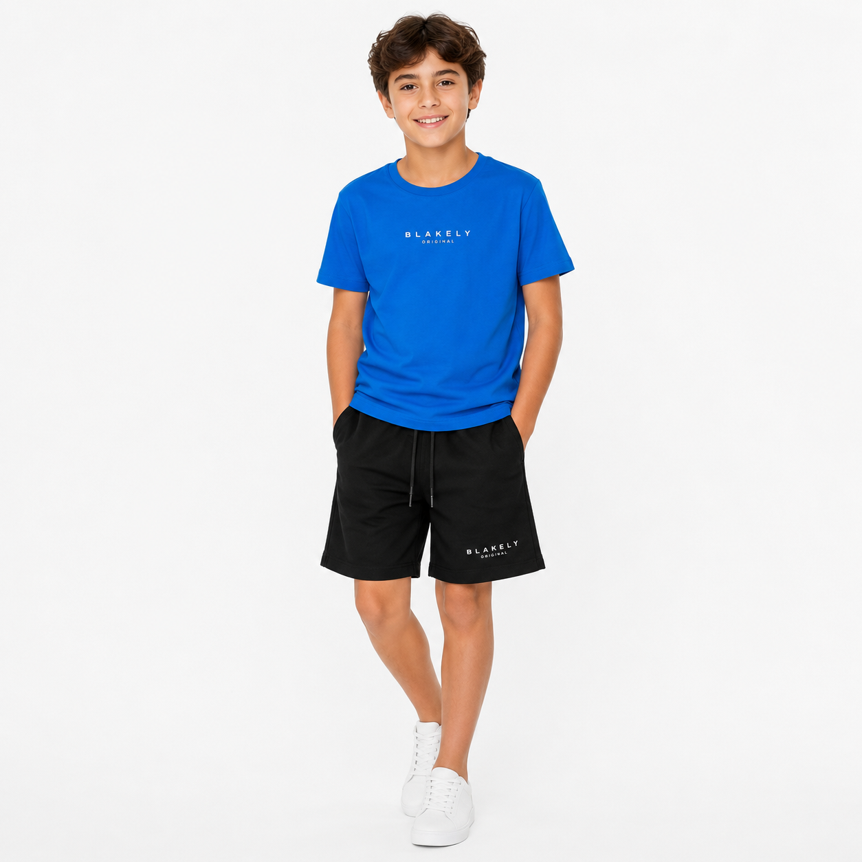 Blakely Kids Blue T-Shirt & Black Shorts Casual Set
