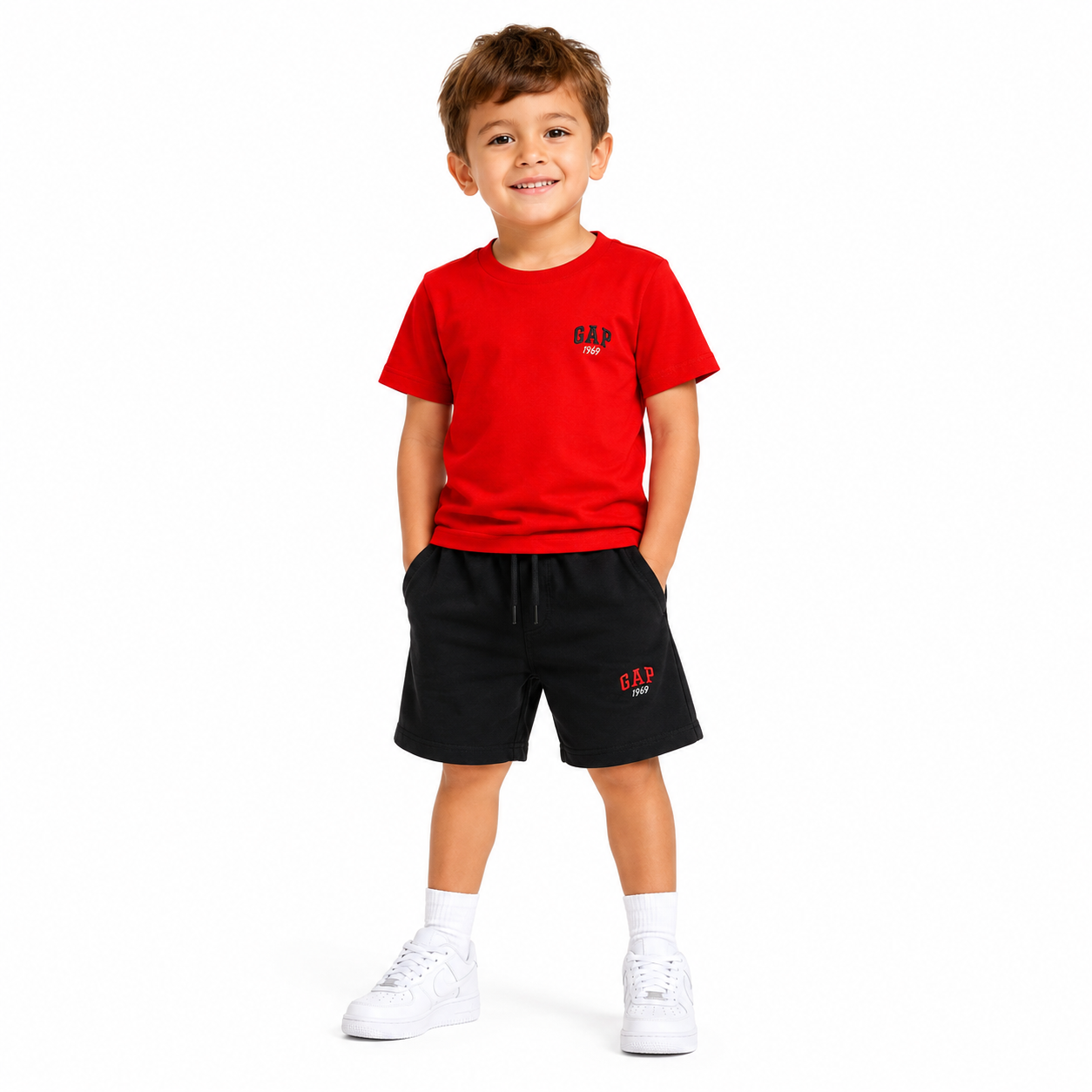 GAP Kids Red T-Shirt & Black Shorts Summer Set