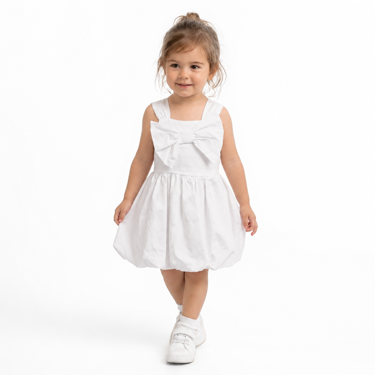 The Statement Bow White Bubble Dress