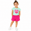 Mint & Hot Pink Graphic Two-Piece Pajamas