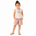 Girls Embroidered Floral Top & Striped Shorts Set