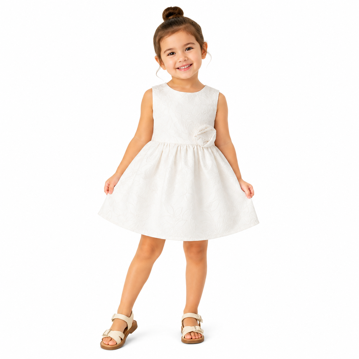 Ivory Floral Jacquard Party Dress