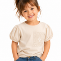 Lace Pocket Puff Sleeve Tee