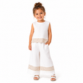 Girls' Lace-Trim Top and Wide-Leg Pants Set