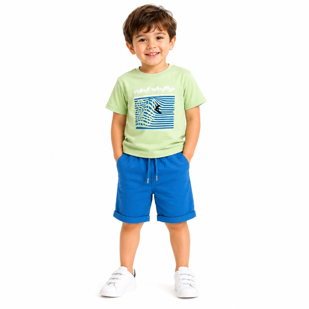 Boys Light Green Surf Graphic T-Shirt