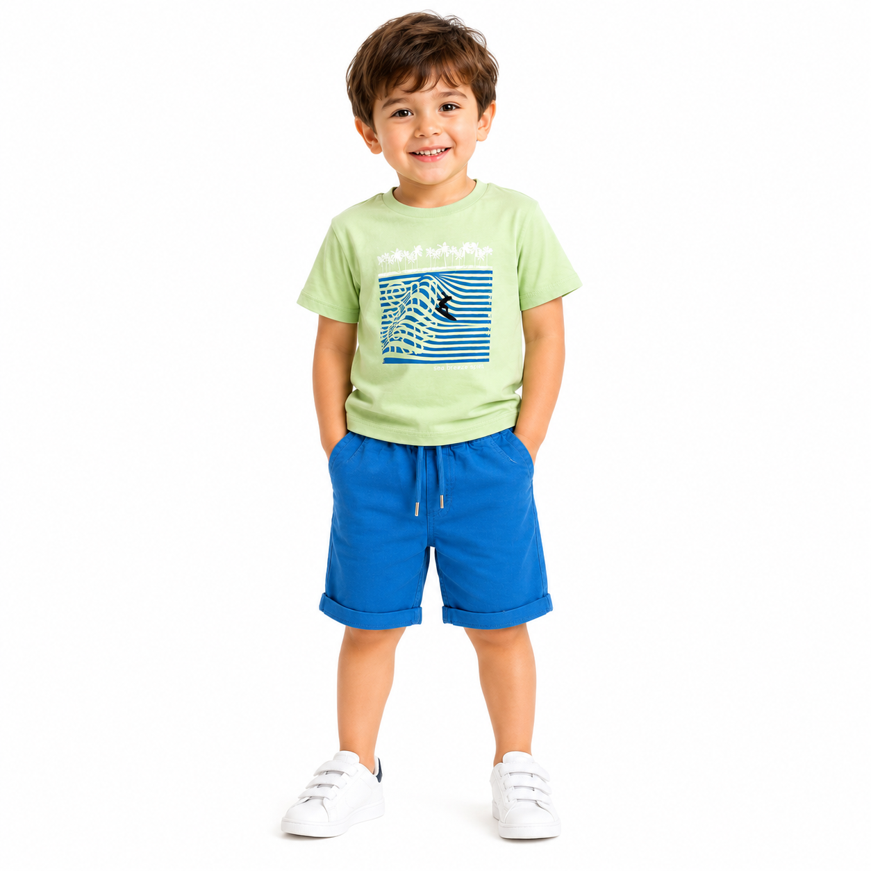 Boys Light Green Surf Graphic T-Shirt