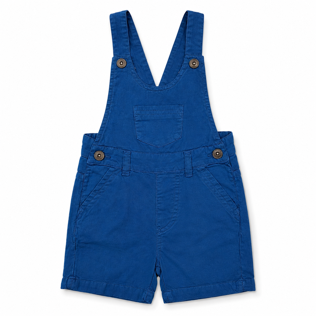 Boys Classic Blue Short Dungaree Romper