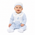 Baby Blue Rocking Horse Footed Sleepsuit & Hat Set