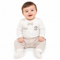 Baby Gentleman Striped Bow Tie Romper – Cream & Beige