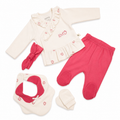 Baby Girl Strawberry Love 5-Piece Gift Set – Cream & Pink