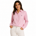 Women's Pink Striped Cotton Button-Down Shirt