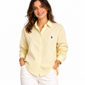 Women's Pastel Yellow Striped Button-Down Shirt