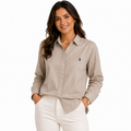 Women's Natural Beige Linen Blend Shirt