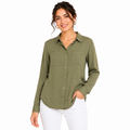 Olive Green Relaxed Button-Down Blouse for Women