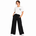 Women's Heart Graphic T-Shirt & Cargo Wide-Leg Pants Set