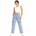 Women's High-Waist Light Wash Cargo Jeans