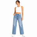 Women's High-Waist Wide-Leg Light Wash Jeans