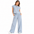 Women's Light Blue Relaxed Two-Piece Co-Ord Set