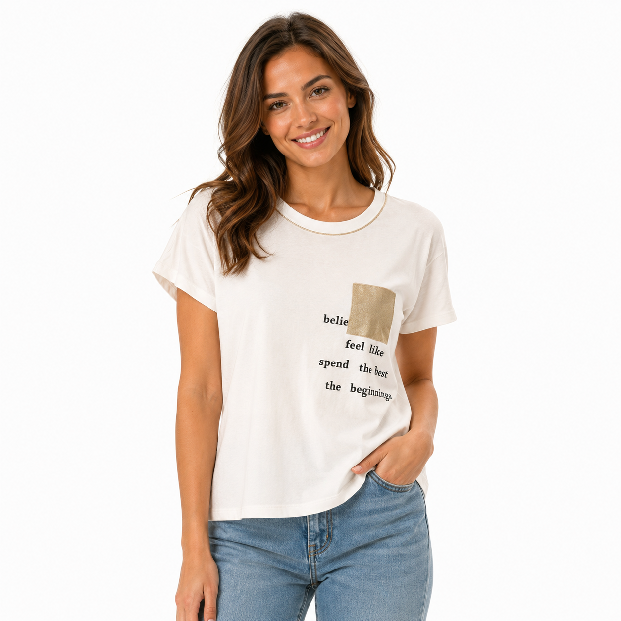 Women's Graphic Pocket Detail T-Shirt – Off White