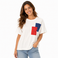 Women's Abstract Face Print Oversized T-Shirt – Off White