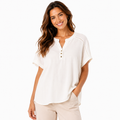 Women's Relaxed Henley Short Sleeve Blouse