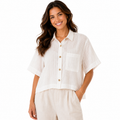 Women's Lightweight Textured Button-Up Shirt