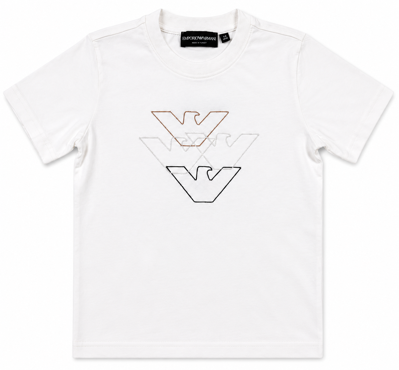 Emporio Armani Kids White Logo Embroidered T-Shirt