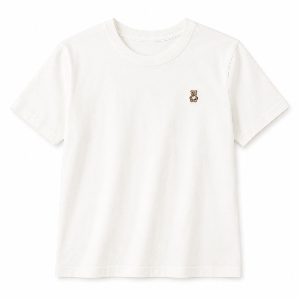 Women's Minimalist Teddy Bear Embroidered T-Shirt