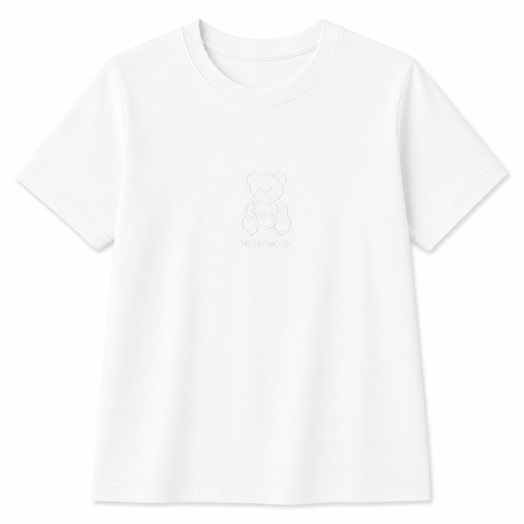 Women's Mon Amour Teddy Bear Embroidered T-Shirt