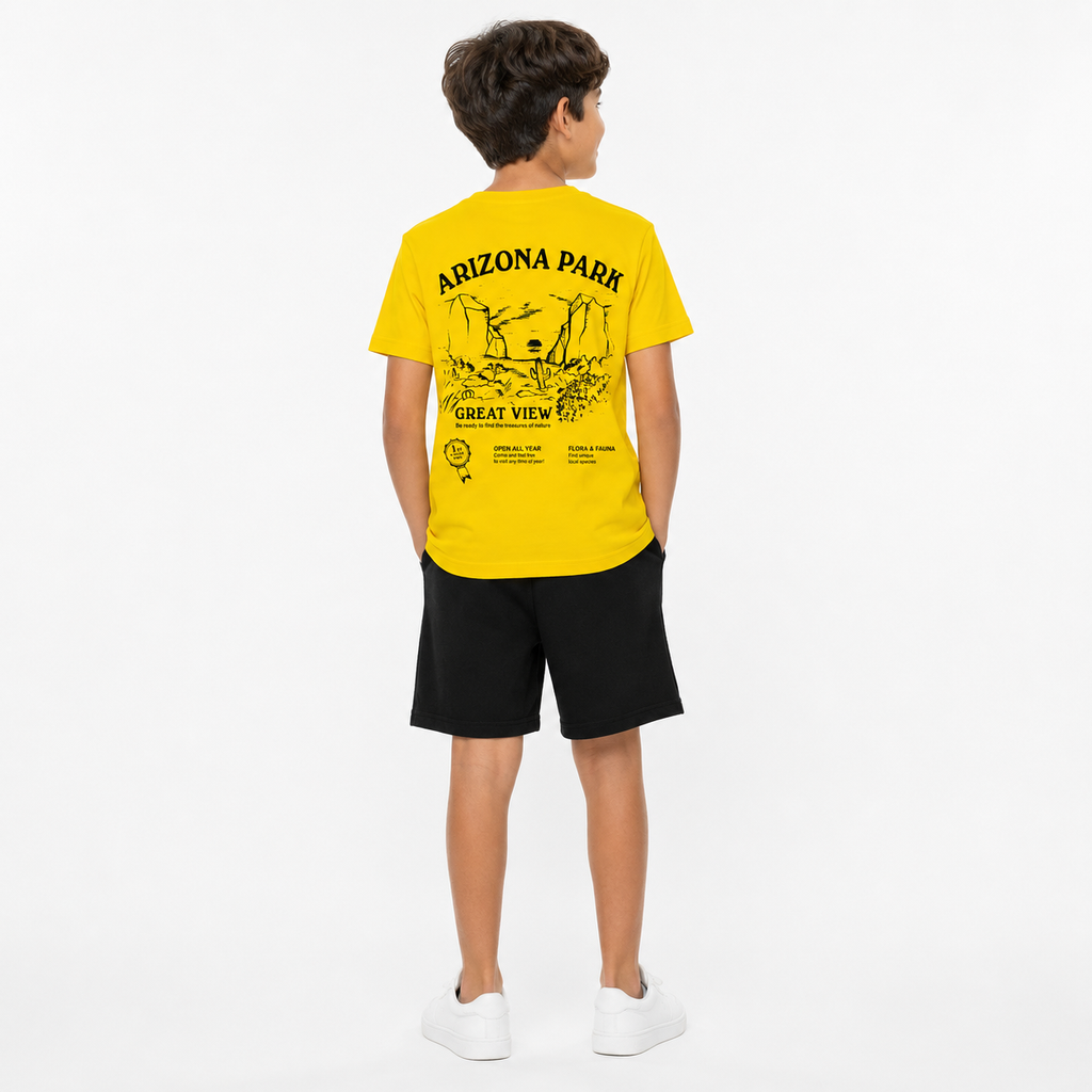 Great View Kids Yellow T-Shirt & Black Shorts Summer Set
