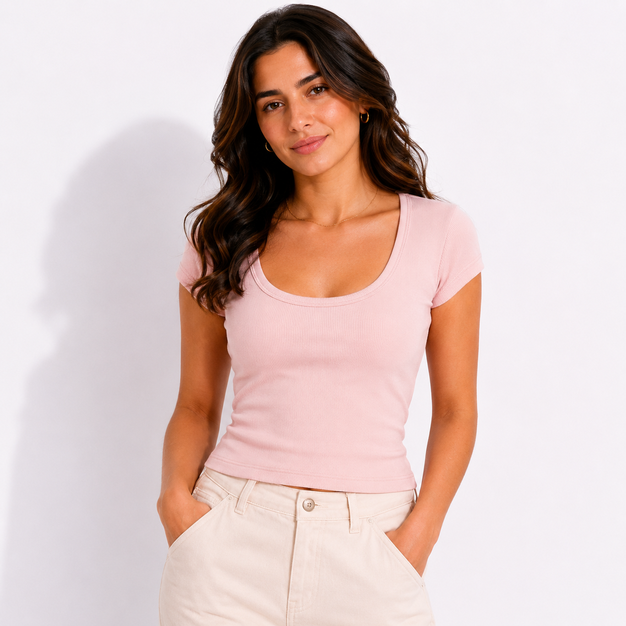 Women's Essential Scoop Neck Ribbed T-Shirt