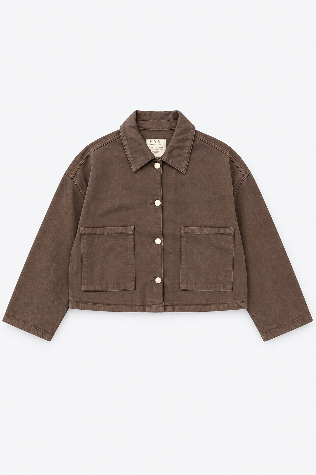 Cropped Brown Shirt Jacket