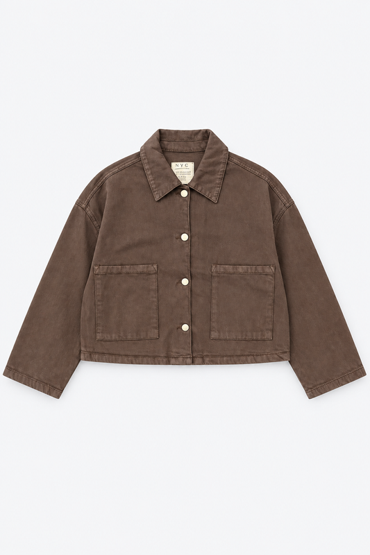 Cropped Brown Shirt Jacket