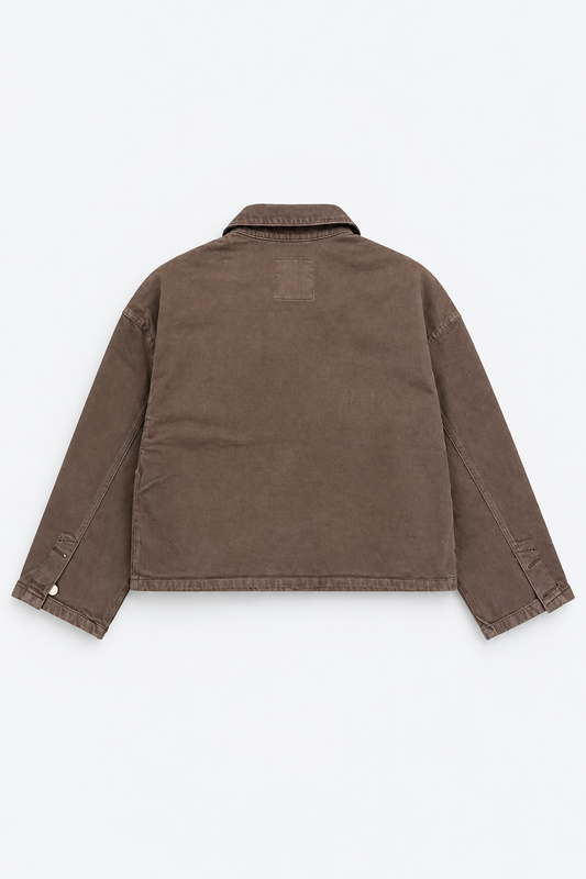 Cropped Brown Shirt Jacket