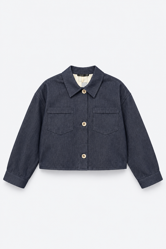 Cropped Indigo Denim Jacket