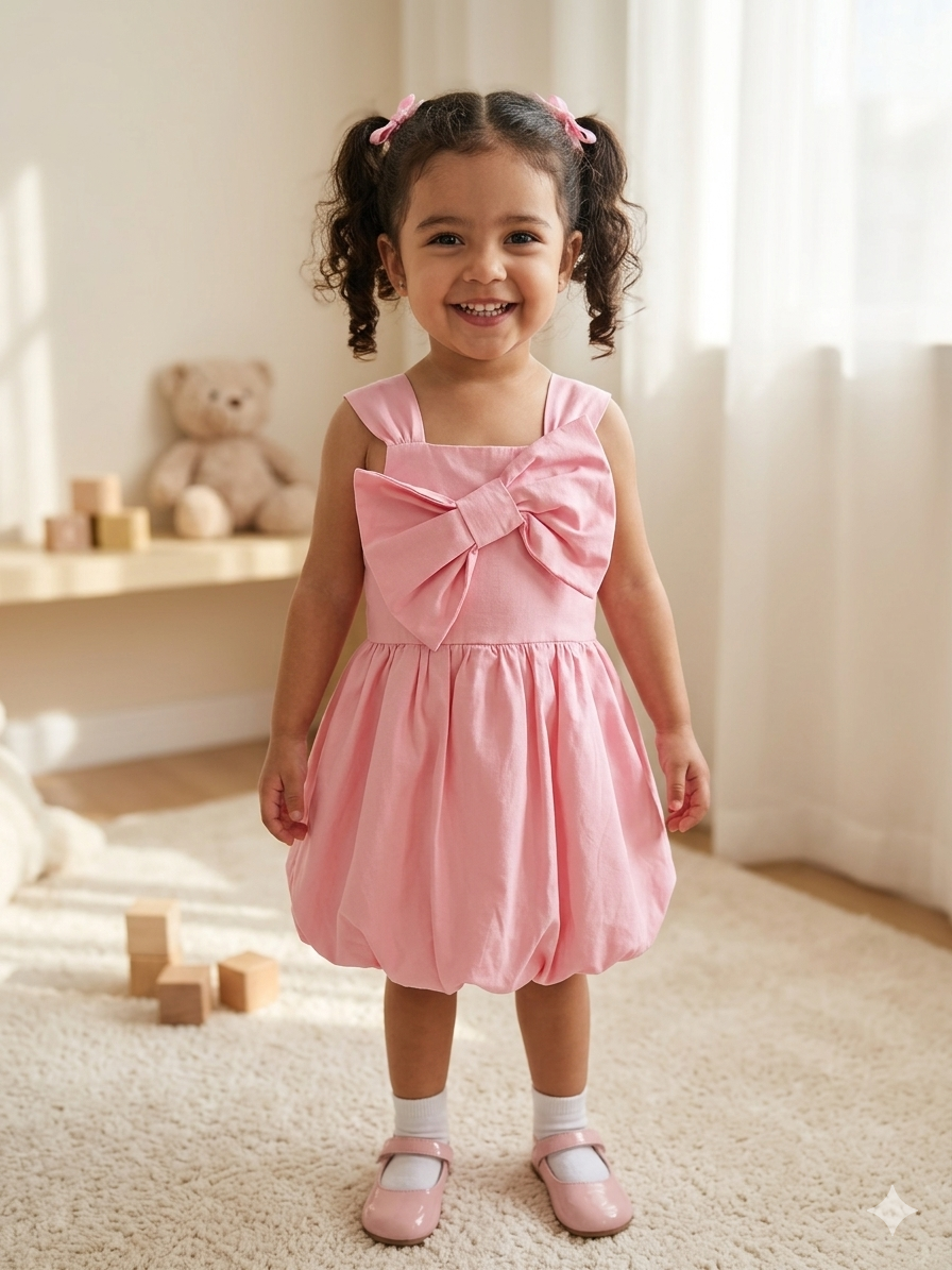 The Statement Bow White Bubble Dress