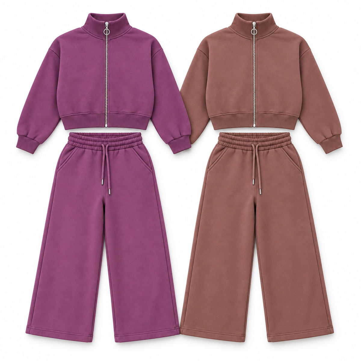 Cropped Zip-Up Tracksuit Set